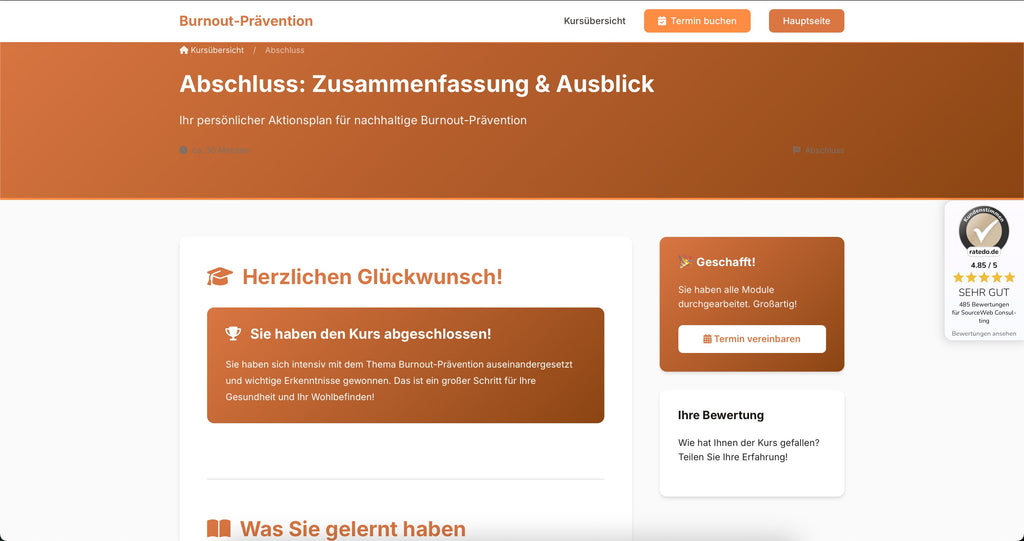 Burnout-Präventionskurs - 10 Module Online
