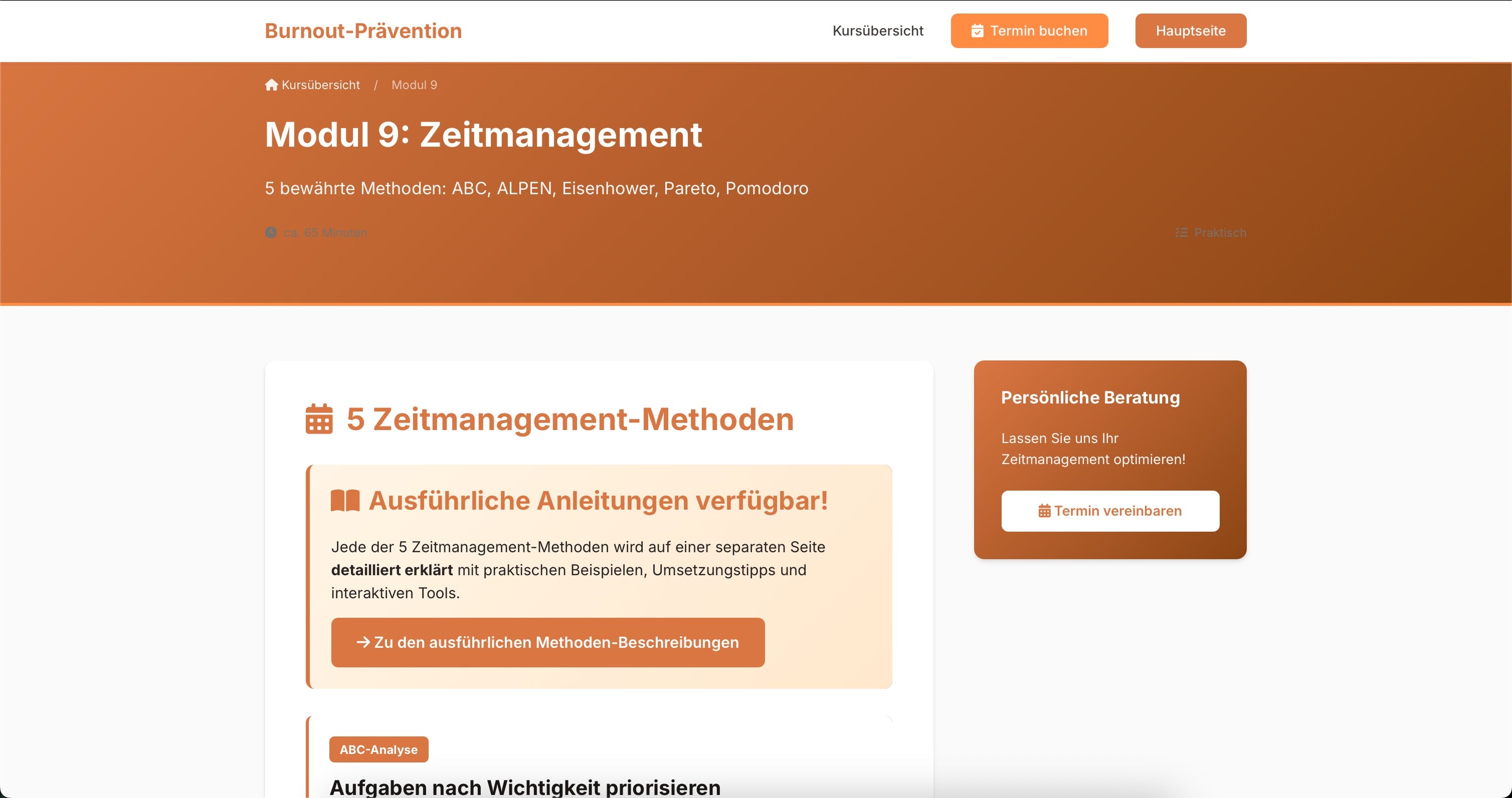 Burnout-Präventionskurs - 10 Module Online