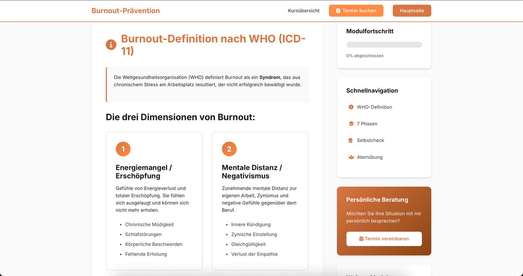 Burnout-Präventionskurs - 10 Module Online
