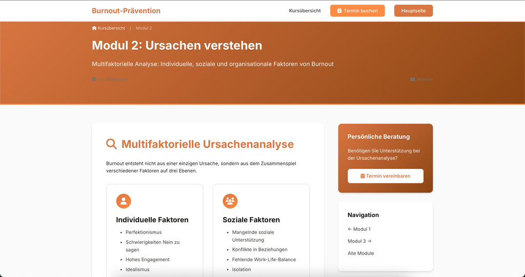 Burnout-Präventionskurs - 10 Module Online