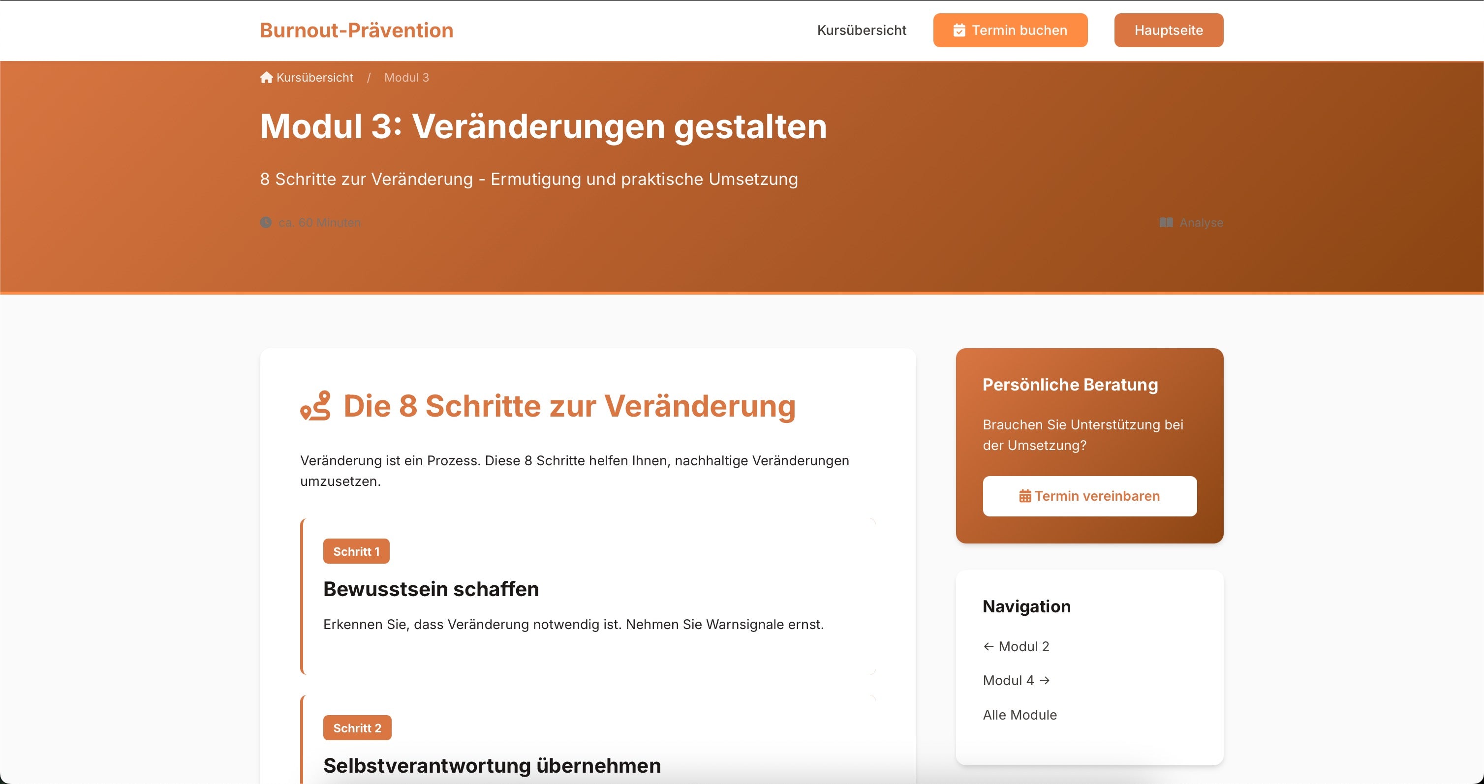 Burnout-Präventionskurs - 10 Module Online