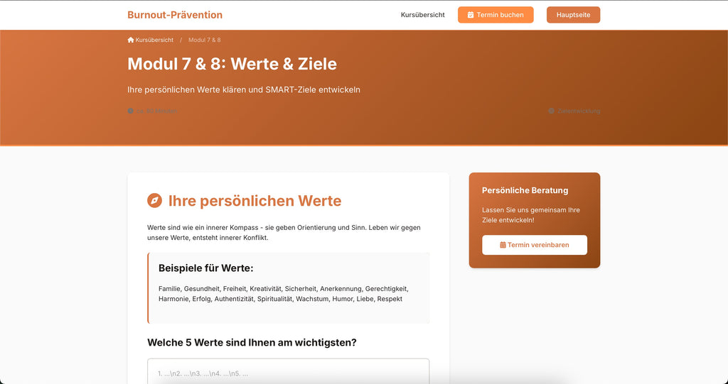 Burnout-Präventionskurs - 10 Module Online
